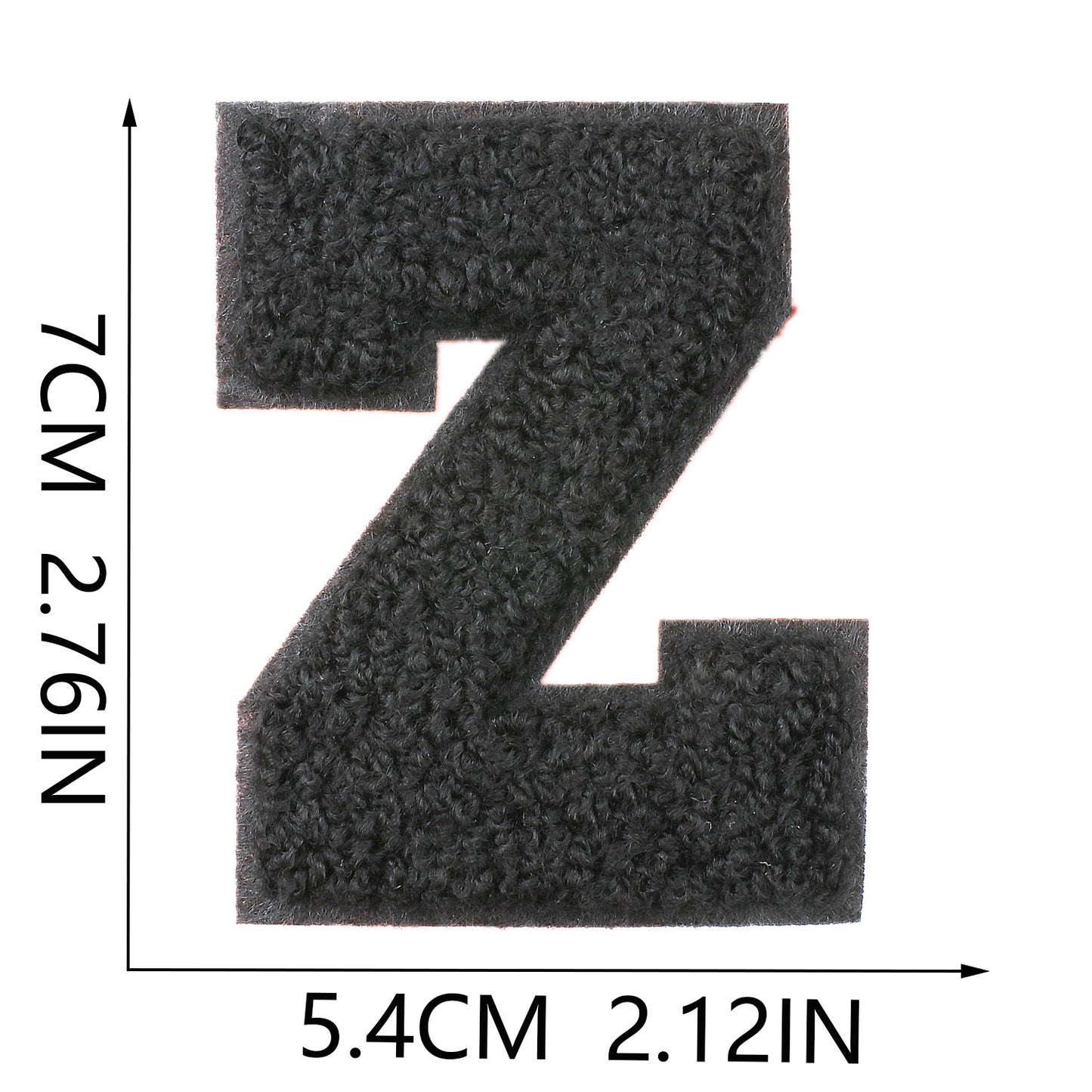 Iron-On Chenille Letter Patch – 7cm Tall, Black Base with Black Letter