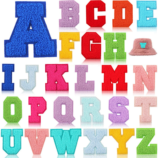 Iron-On Rainbow Chenille Letter Patch – 5cm Tall, Multi-Color Alphabet