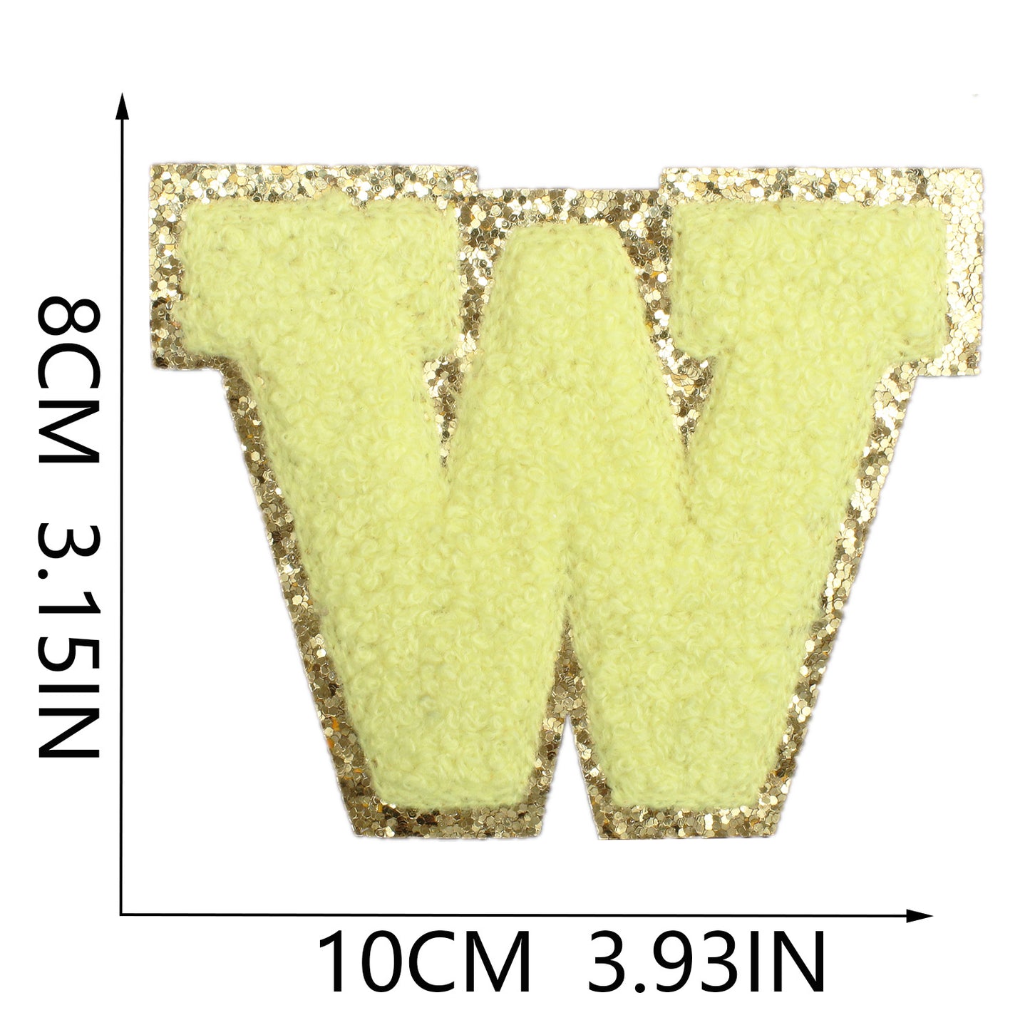 Iron-On Dual-Color Rainbow Chenille Letter & Number Patch – 8cm Tall, Multi-Color Alphabet with Gold Glitter Edge