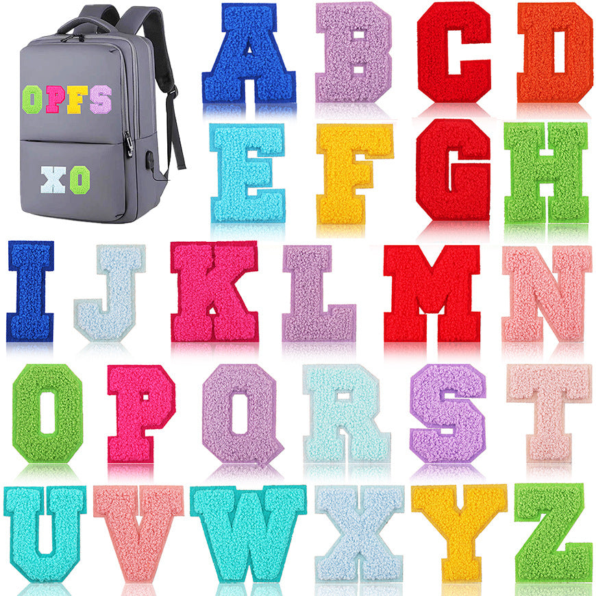 Iron-On Rainbow Chenille Letter Patch – 7cm Tall, Multi-Color Alphabet