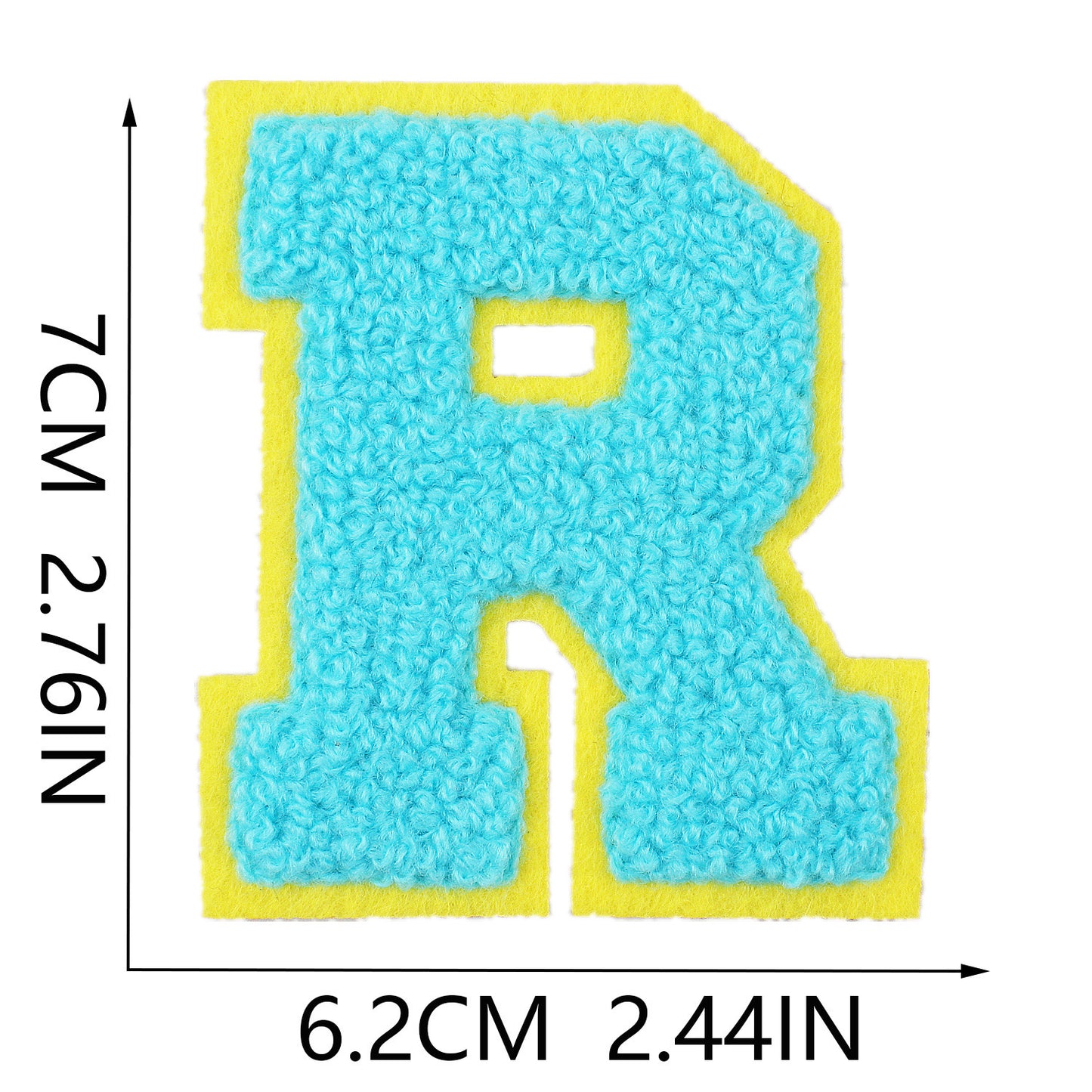 Iron-On Dual-Color Rainbow Chenille Letter Patch – 7cm Tall, Multi-Color Alphabet