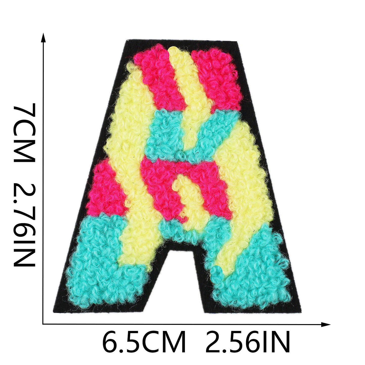 Iron-On Graffiti Color Block Chenille Letter Patch – 7cm Tall, Multi-Color Alphabet