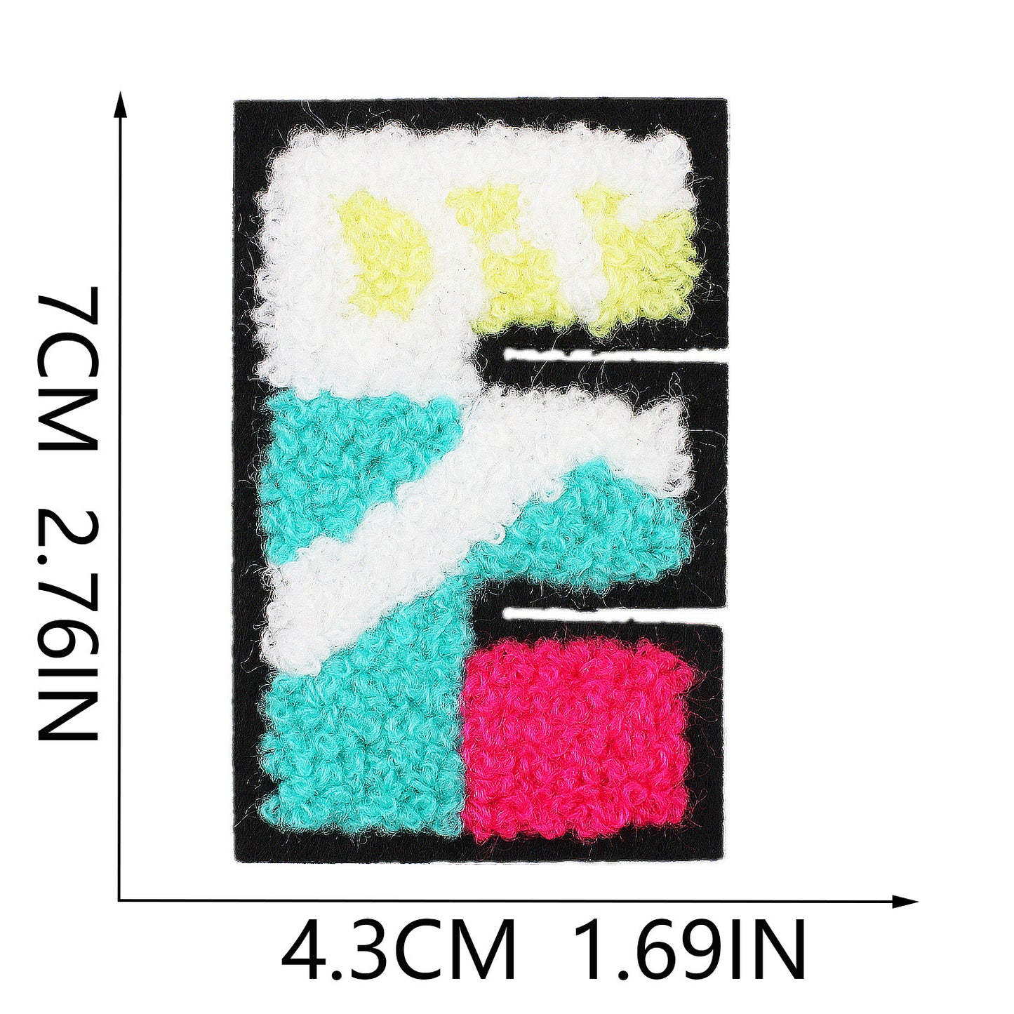 Iron-On Graffiti Color Block Chenille Letter Patch – 7cm Tall, Multi-Color Alphabet