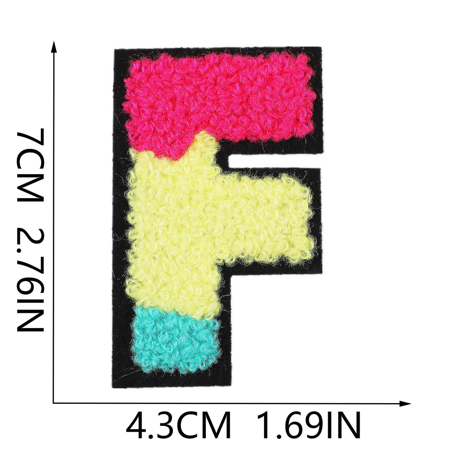 Iron-On Graffiti Color Block Chenille Letter Patch – 7cm Tall, Multi-Color Alphabet