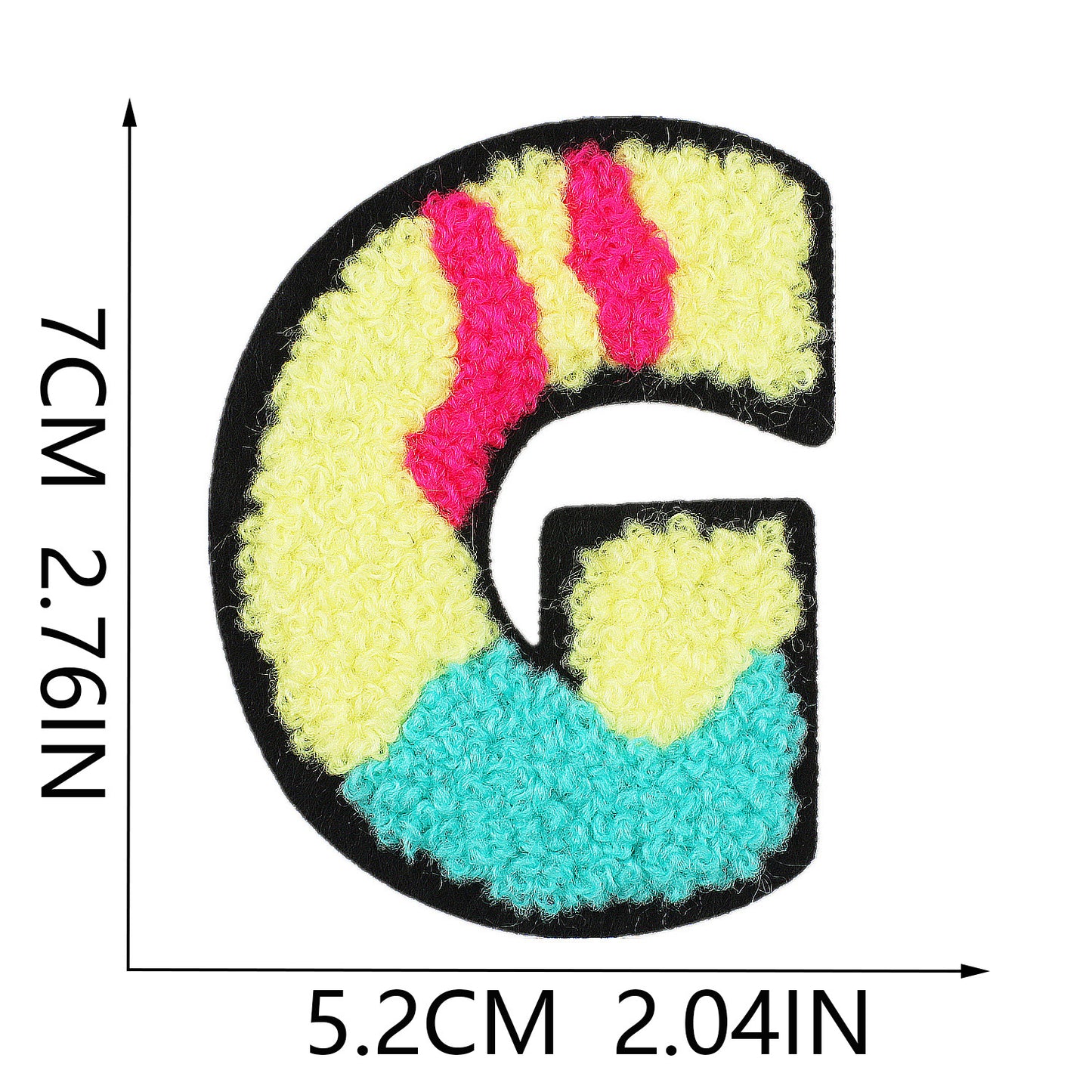 Iron-On Graffiti Color Block Chenille Letter Patch – 7cm Tall, Multi-Color Alphabet