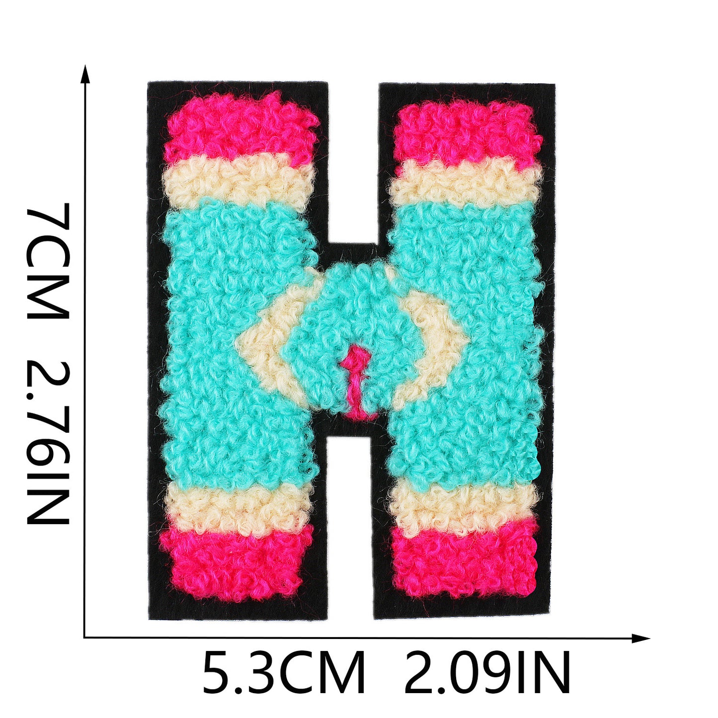 Iron-On Graffiti Color Block Chenille Letter Patch – 7cm Tall, Multi-Color Alphabet