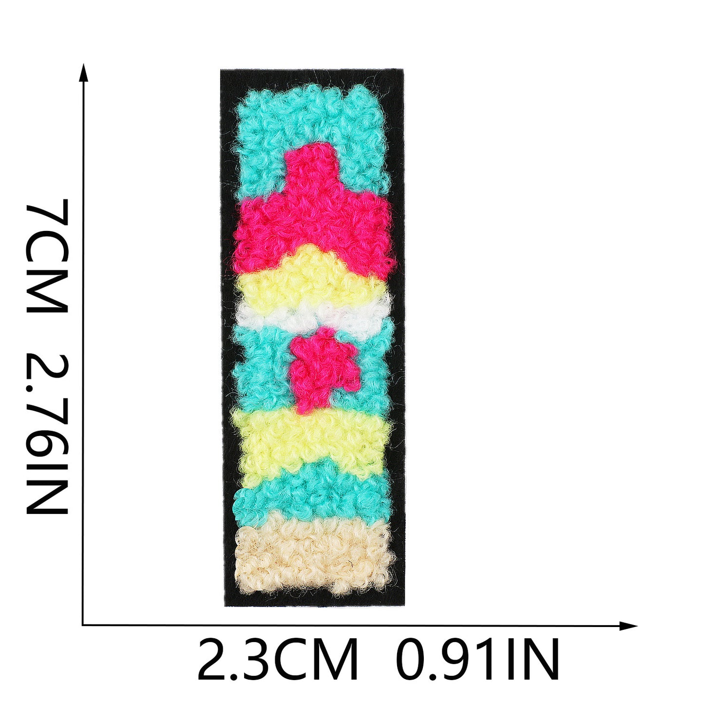 Iron-On Graffiti Color Block Chenille Letter Patch – 7cm Tall, Multi-Color Alphabet