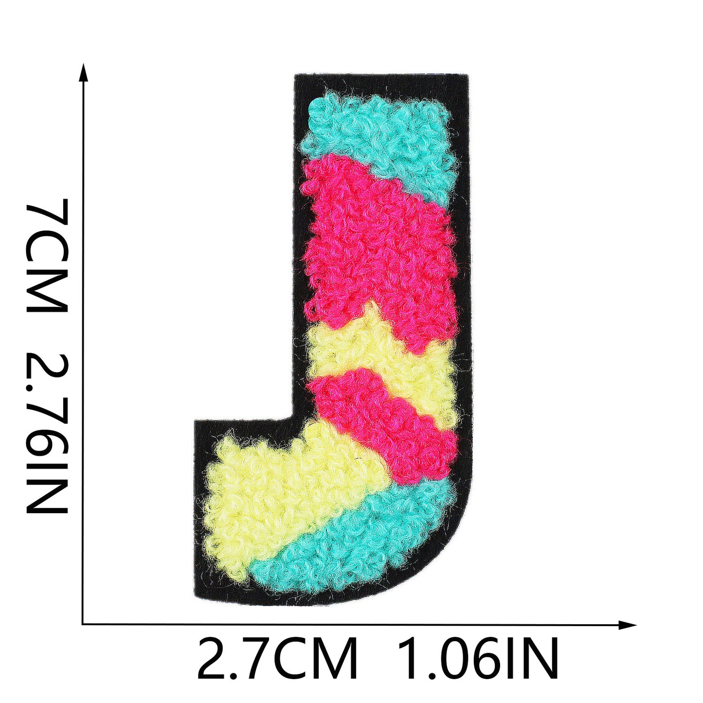 Iron-On Graffiti Color Block Chenille Letter Patch – 7cm Tall, Multi-Color Alphabet