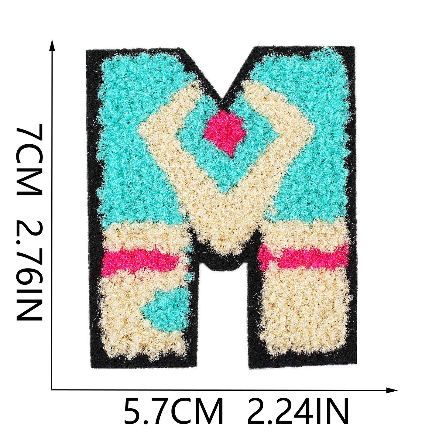 Iron-On Graffiti Color Block Chenille Letter Patch – 7cm Tall, Multi-Color Alphabet