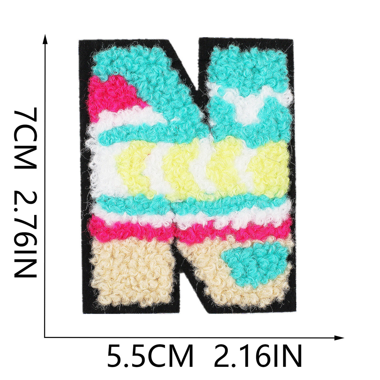 Iron-On Graffiti Color Block Chenille Letter Patch – 7cm Tall, Multi-Color Alphabet