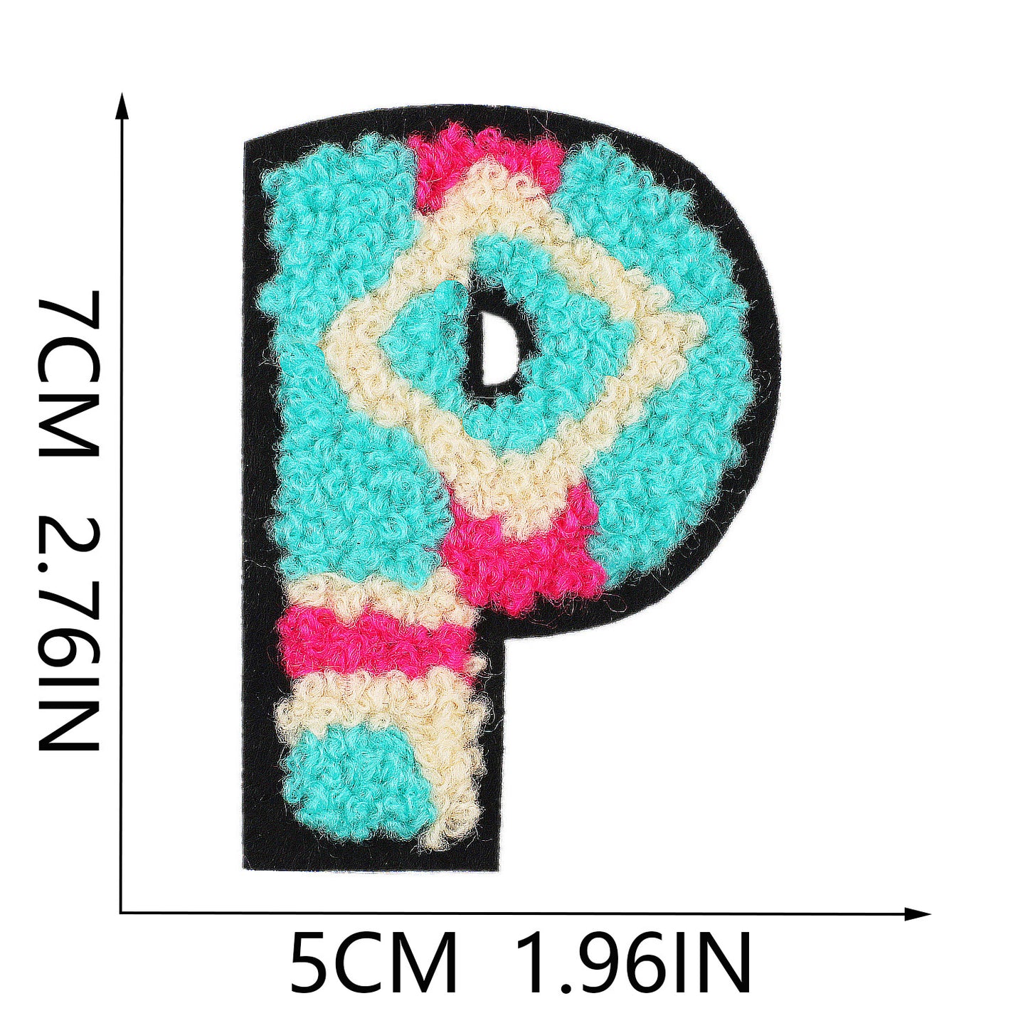 Iron-On Graffiti Color Block Chenille Letter Patch – 7cm Tall, Multi-Color Alphabet