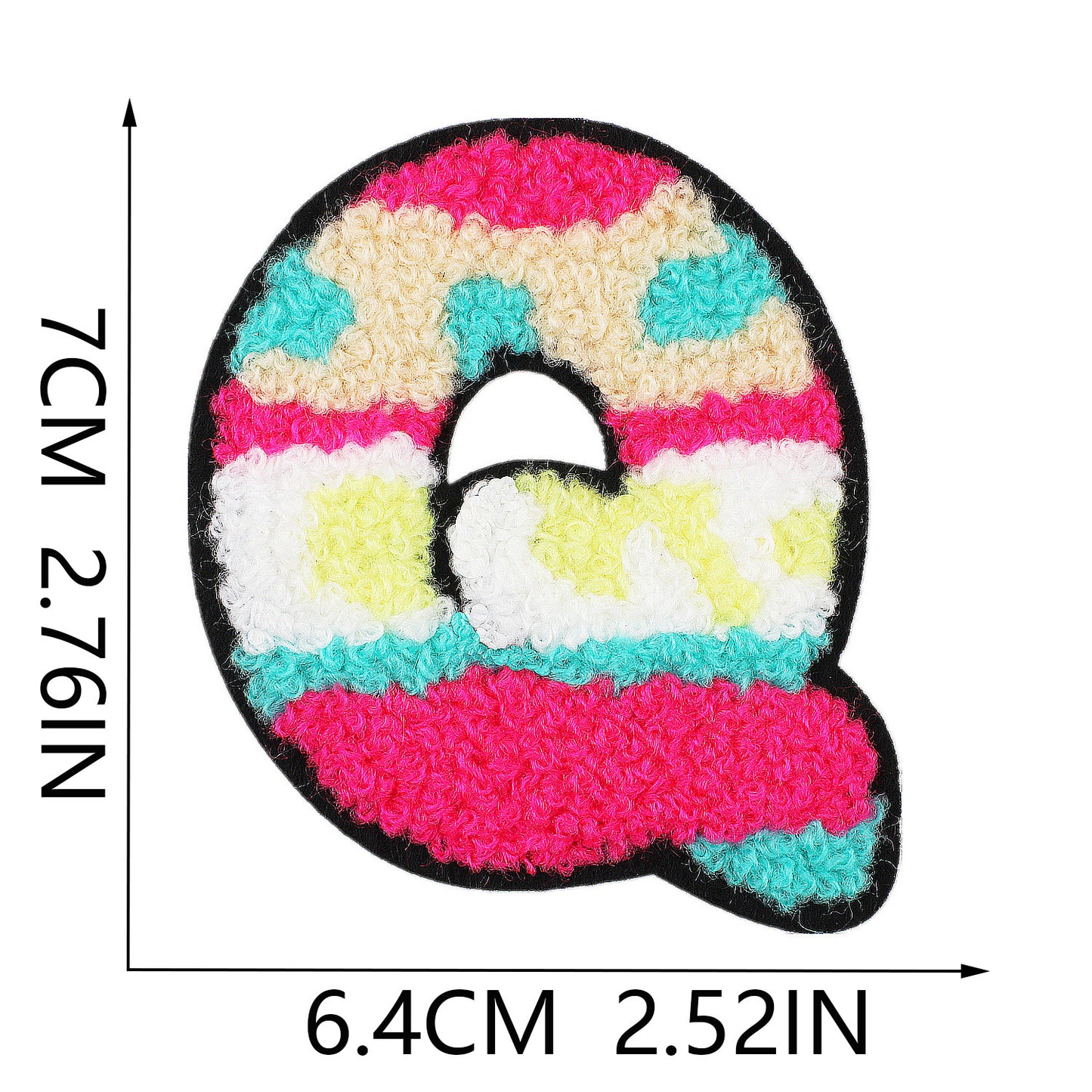 Iron-On Graffiti Color Block Chenille Letter Patch – 7cm Tall, Multi-Color Alphabet