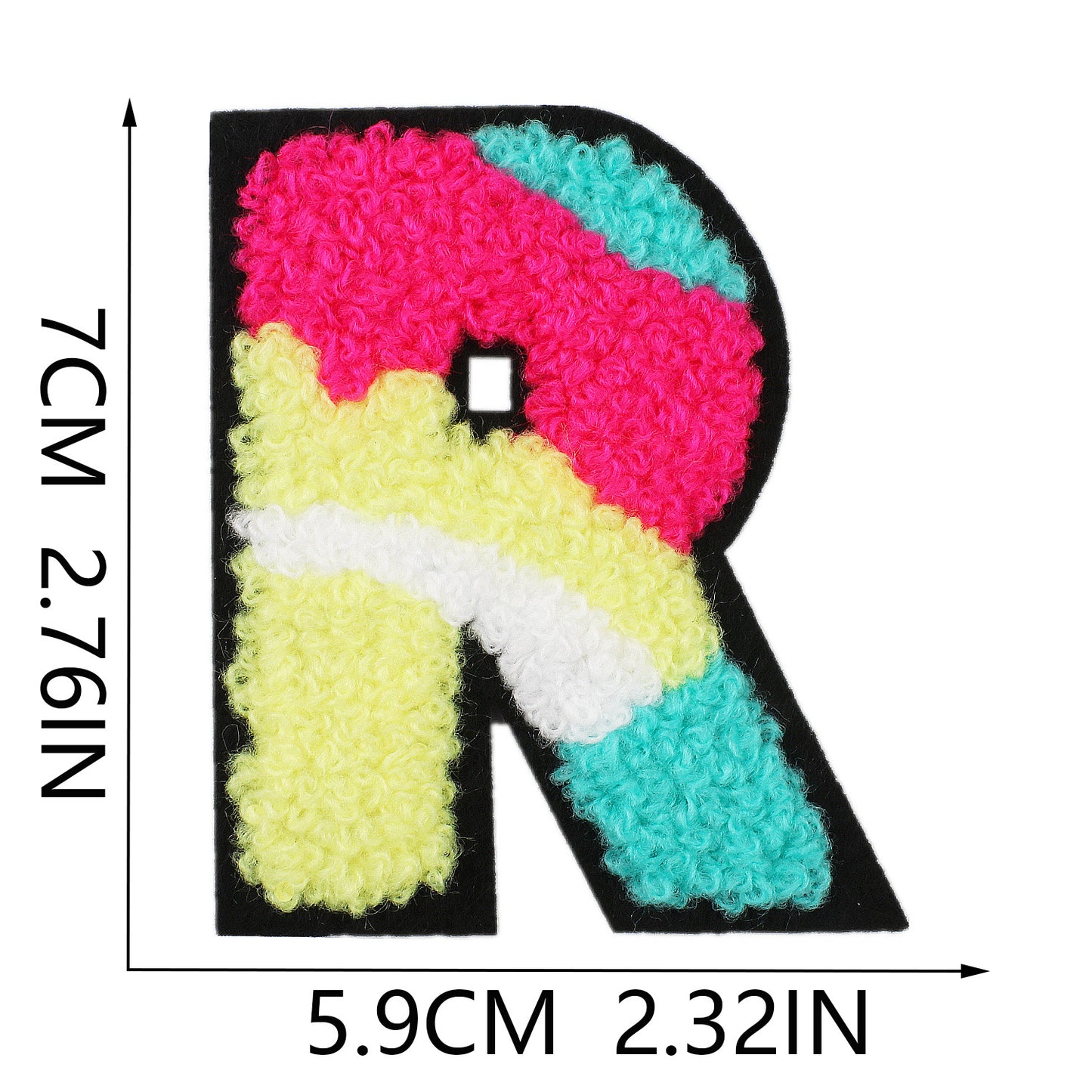Iron-On Graffiti Color Block Chenille Letter Patch – 7cm Tall, Multi-Color Alphabet