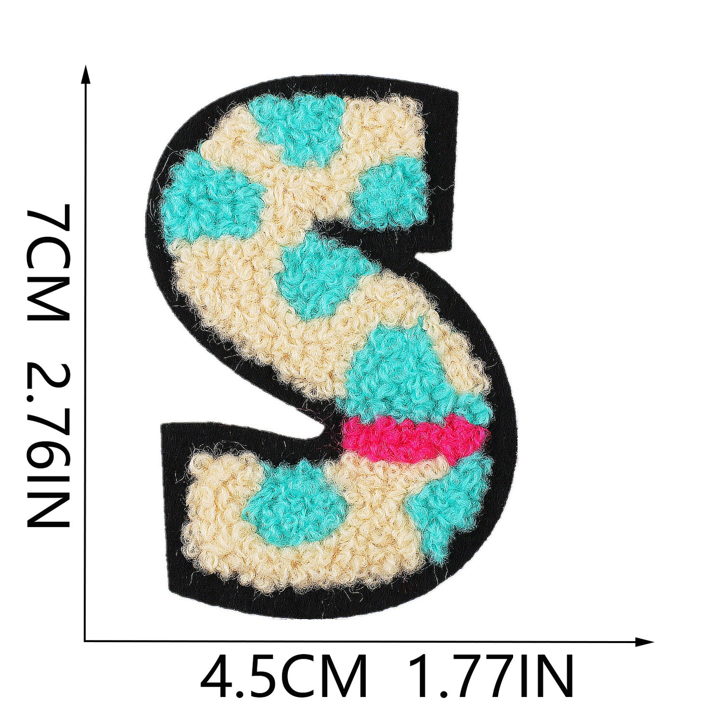 Iron-On Graffiti Color Block Chenille Letter Patch – 7cm Tall, Multi-Color Alphabet