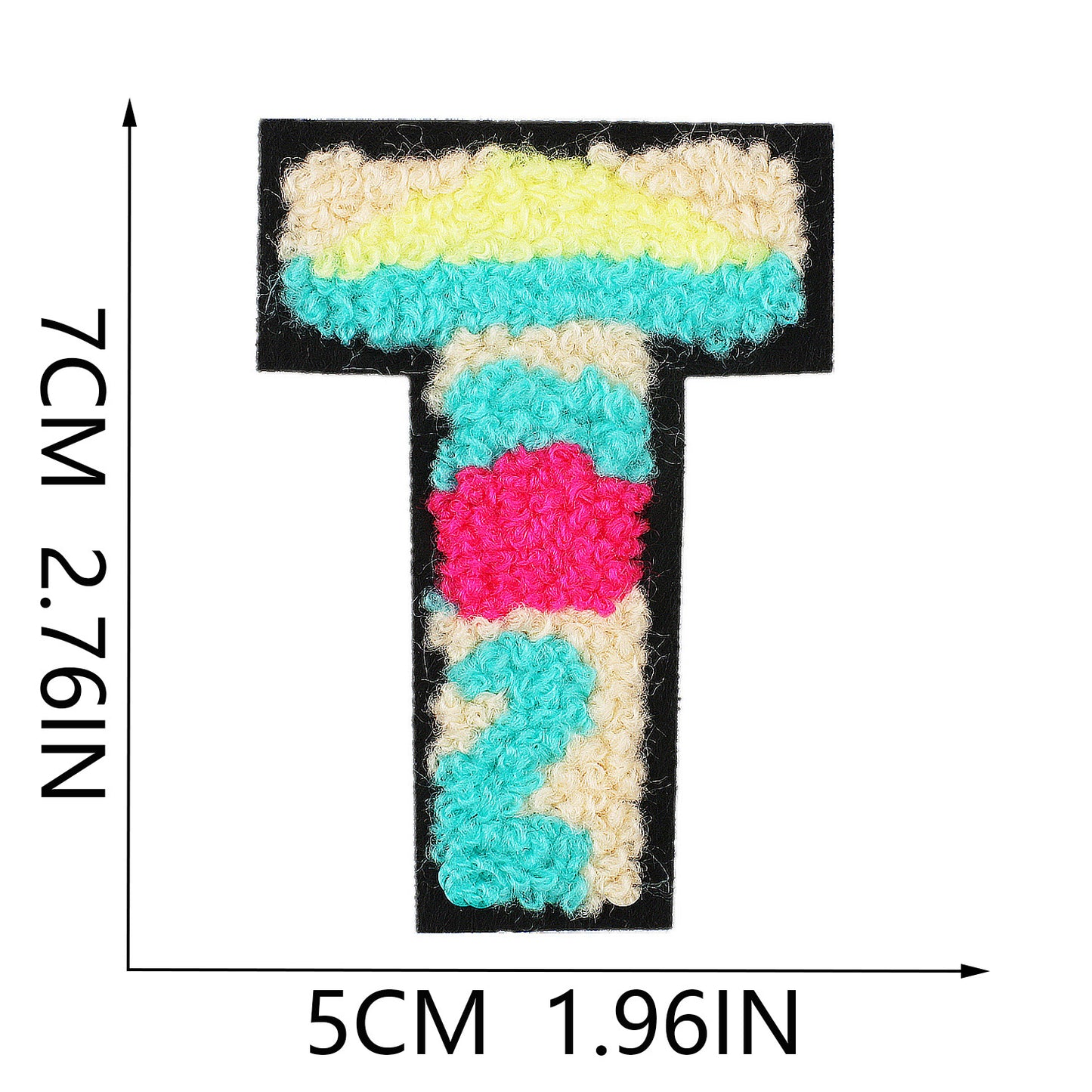 Iron-On Graffiti Color Block Chenille Letter Patch – 7cm Tall, Multi-Color Alphabet