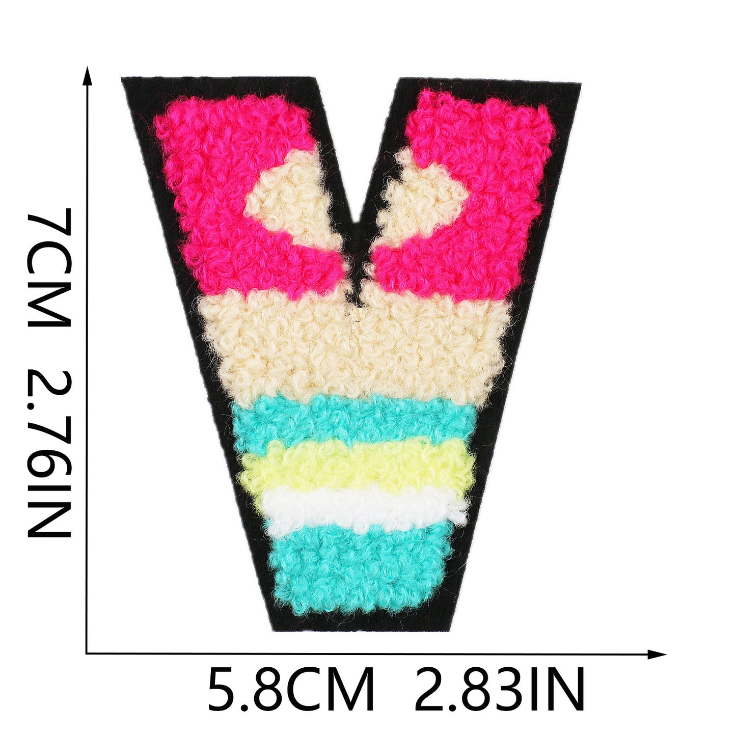 Iron-On Graffiti Color Block Chenille Letter Patch – 7cm Tall, Multi-Color Alphabet