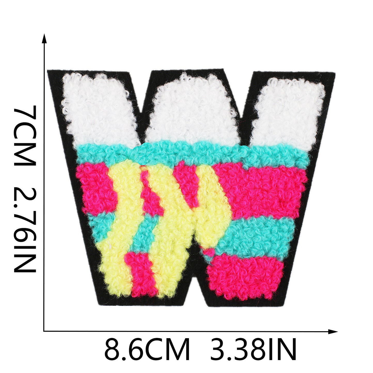 Iron-On Graffiti Color Block Chenille Letter Patch – 7cm Tall, Multi-Color Alphabet