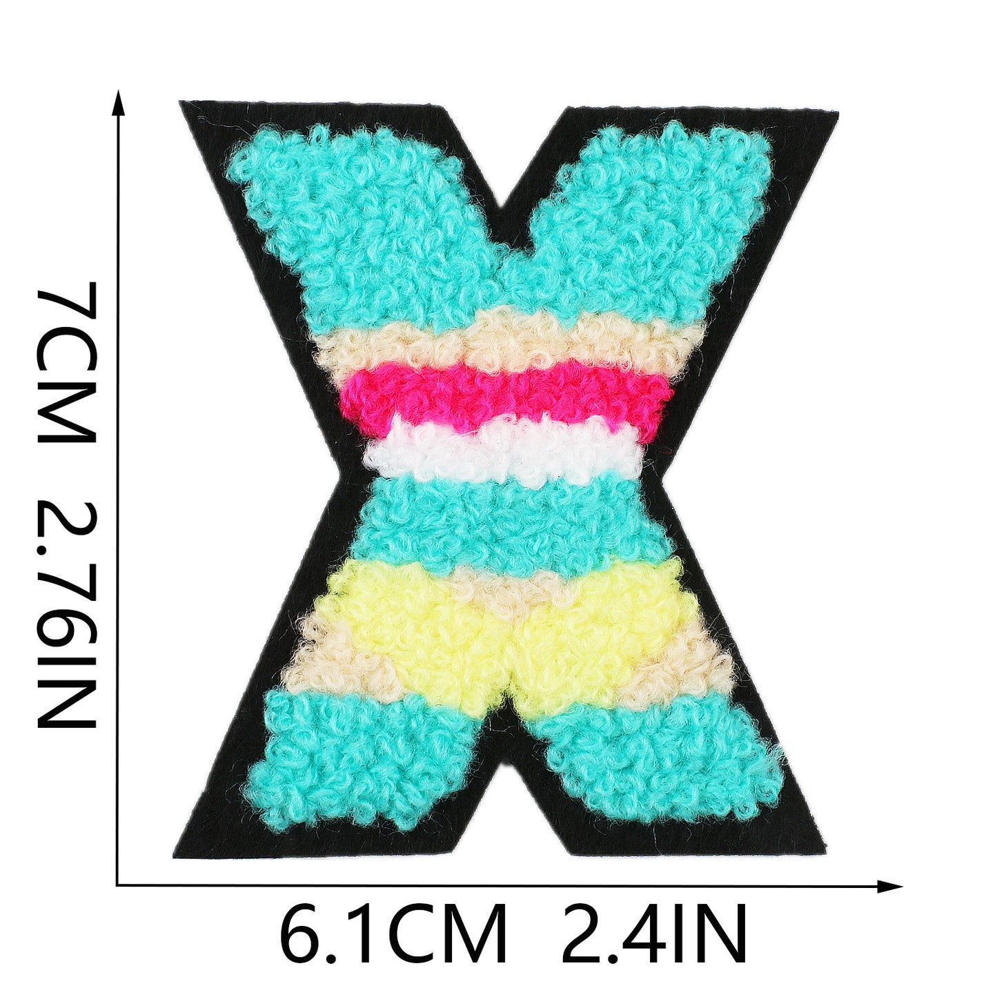 Iron-On Graffiti Color Block Chenille Letter Patch – 7cm Tall, Multi-Color Alphabet