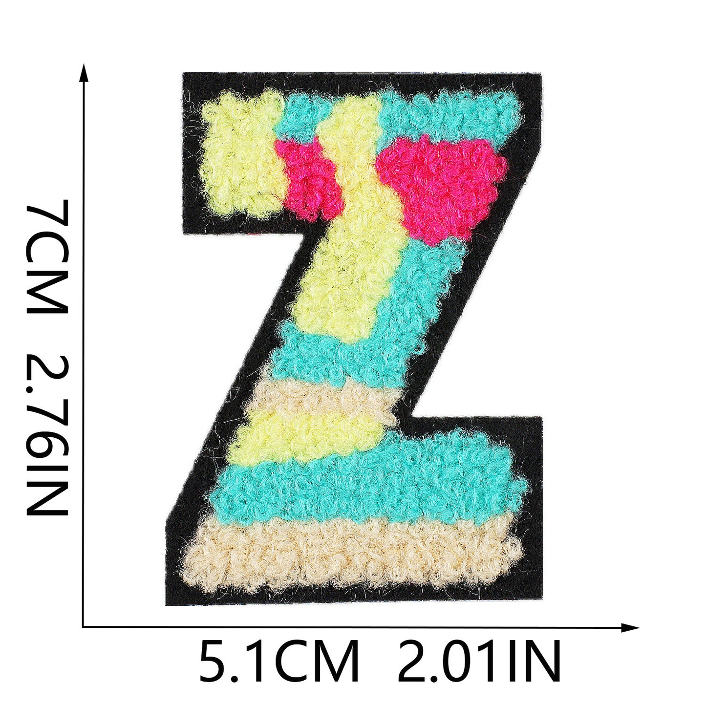 Iron-On Graffiti Color Block Chenille Letter Patch – 7cm Tall, Multi-Color Alphabet