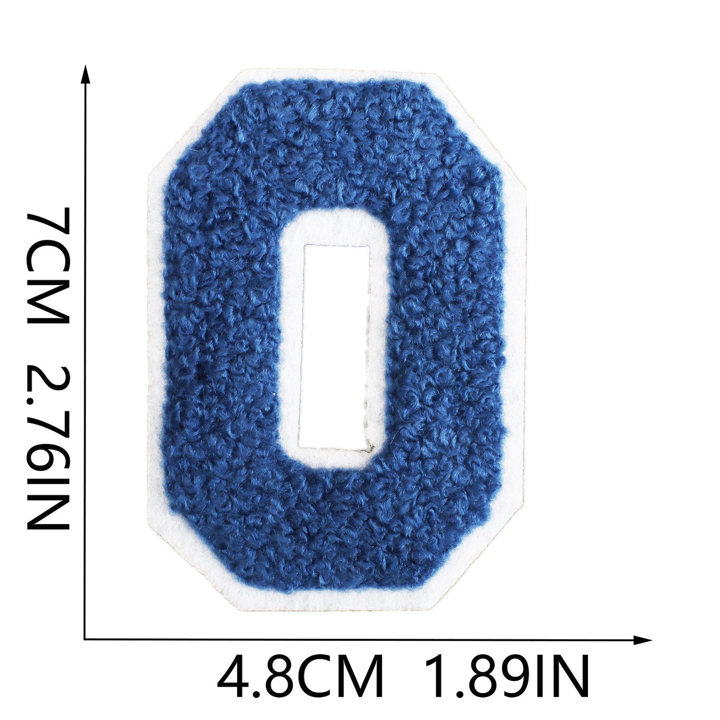 Iron-On Chenille Letter Patch – 7cm Tall, White Base with Navy Blue Letter