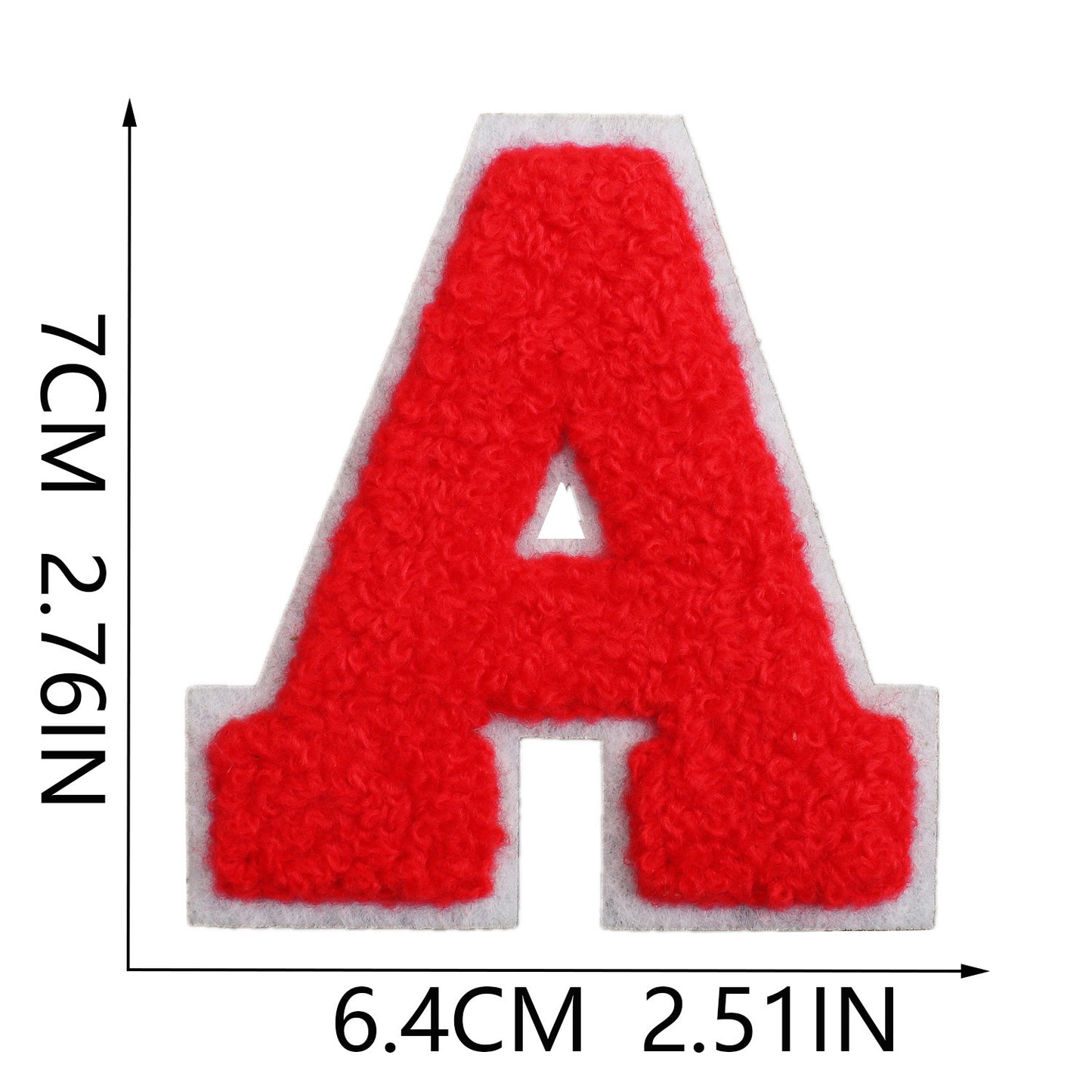 Iron-On Chenille Letter Patch – 7cm Tall, White Base with Red Letter