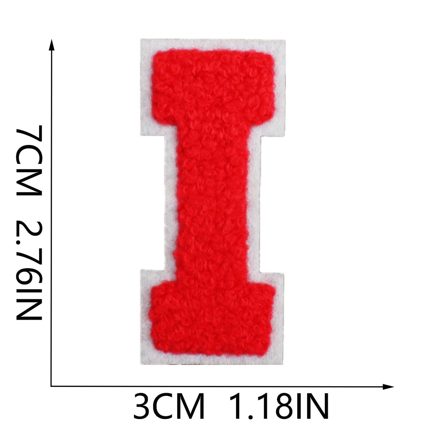 Iron-On Chenille Letter Patch – 7cm Tall, White Base with Red Letter