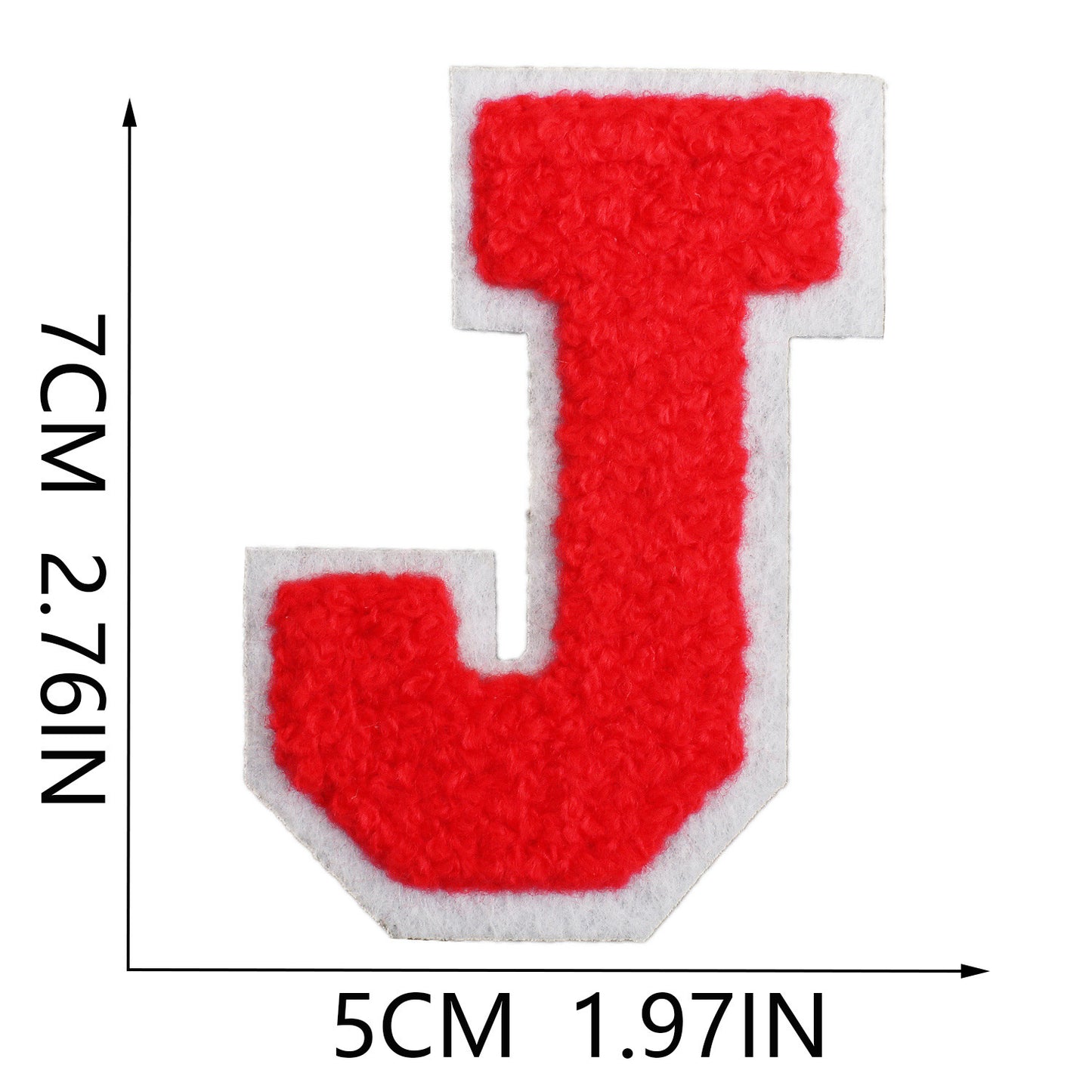 Iron-On Chenille Letter Patch – 7cm Tall, White Base with Red Letter