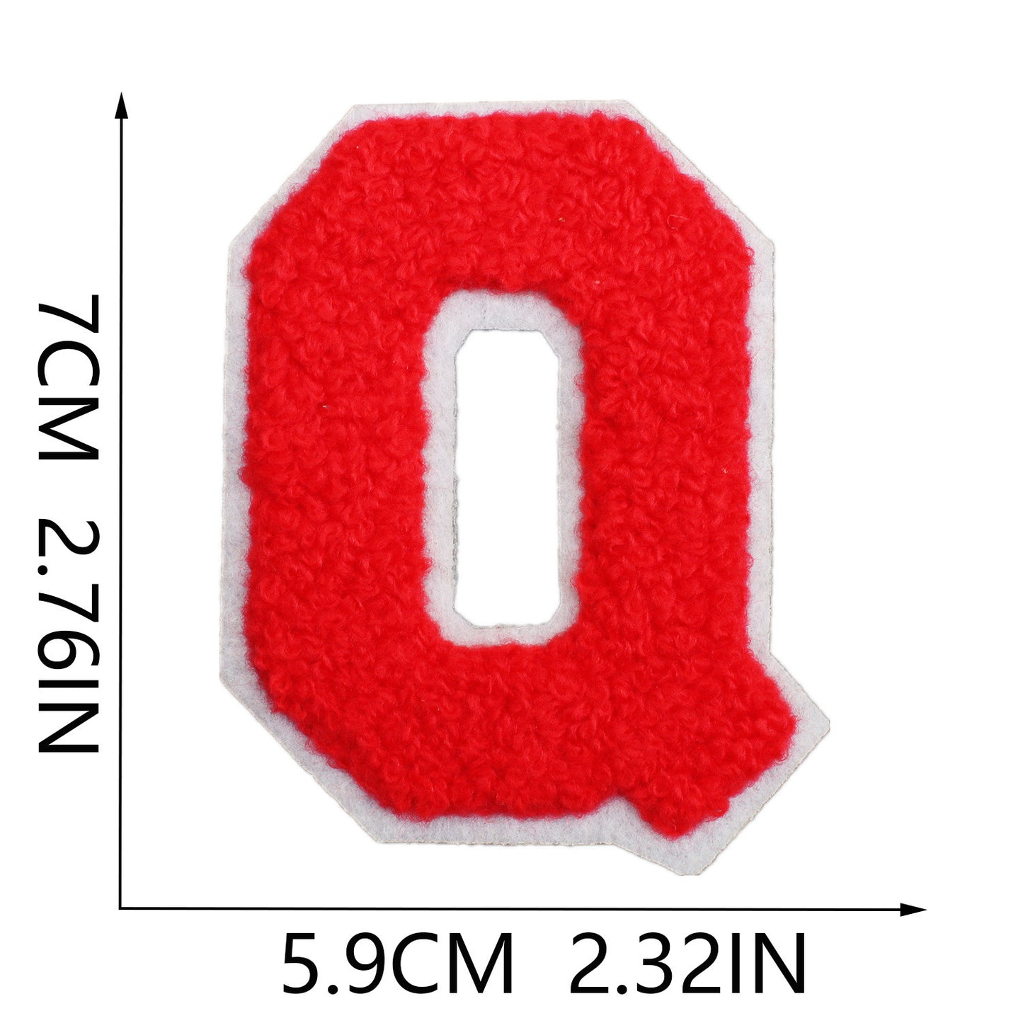 Iron-On Chenille Letter Patch – 7cm Tall, White Base with Red Letter