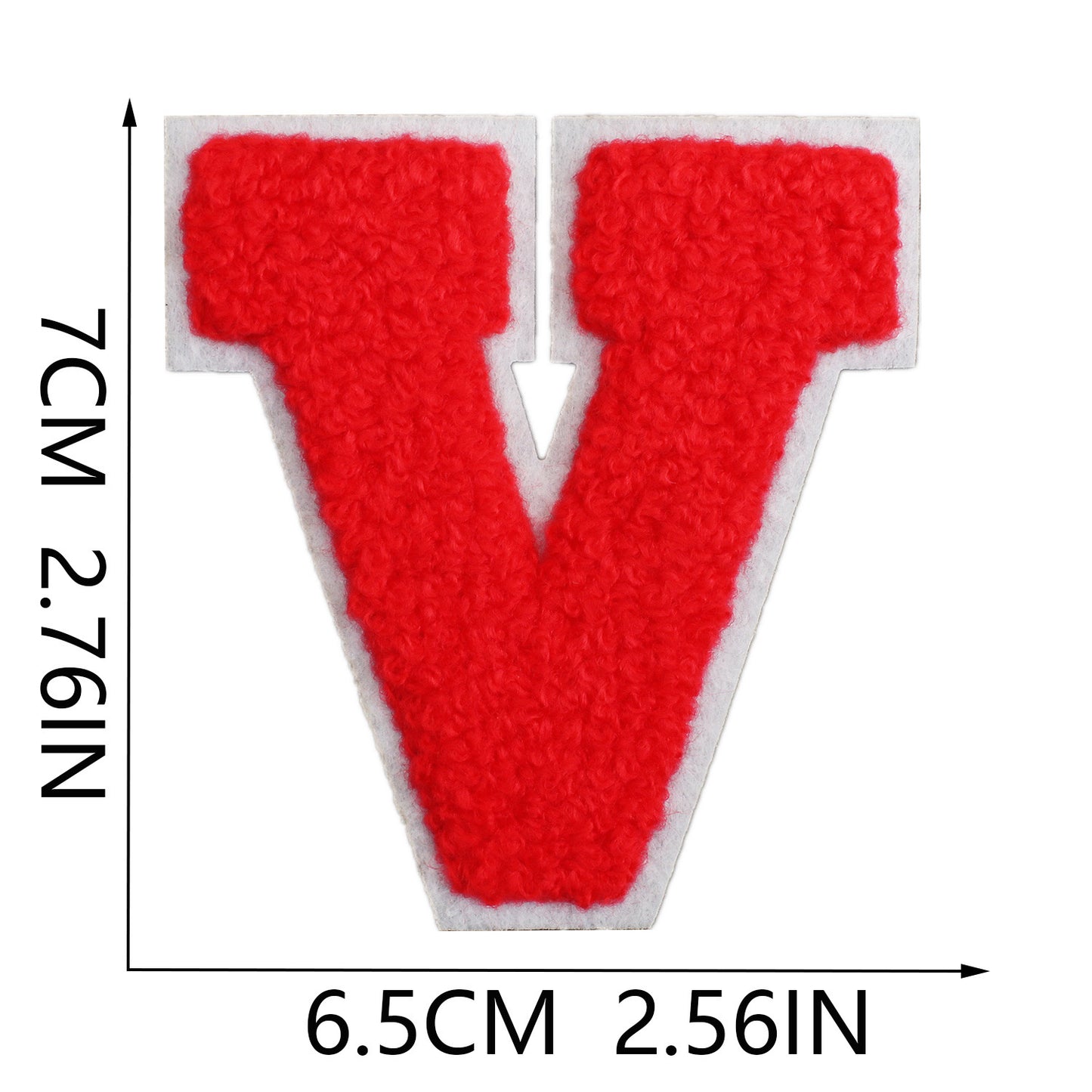 Iron-On Chenille Letter Patch – 7cm Tall, White Base with Red Letter