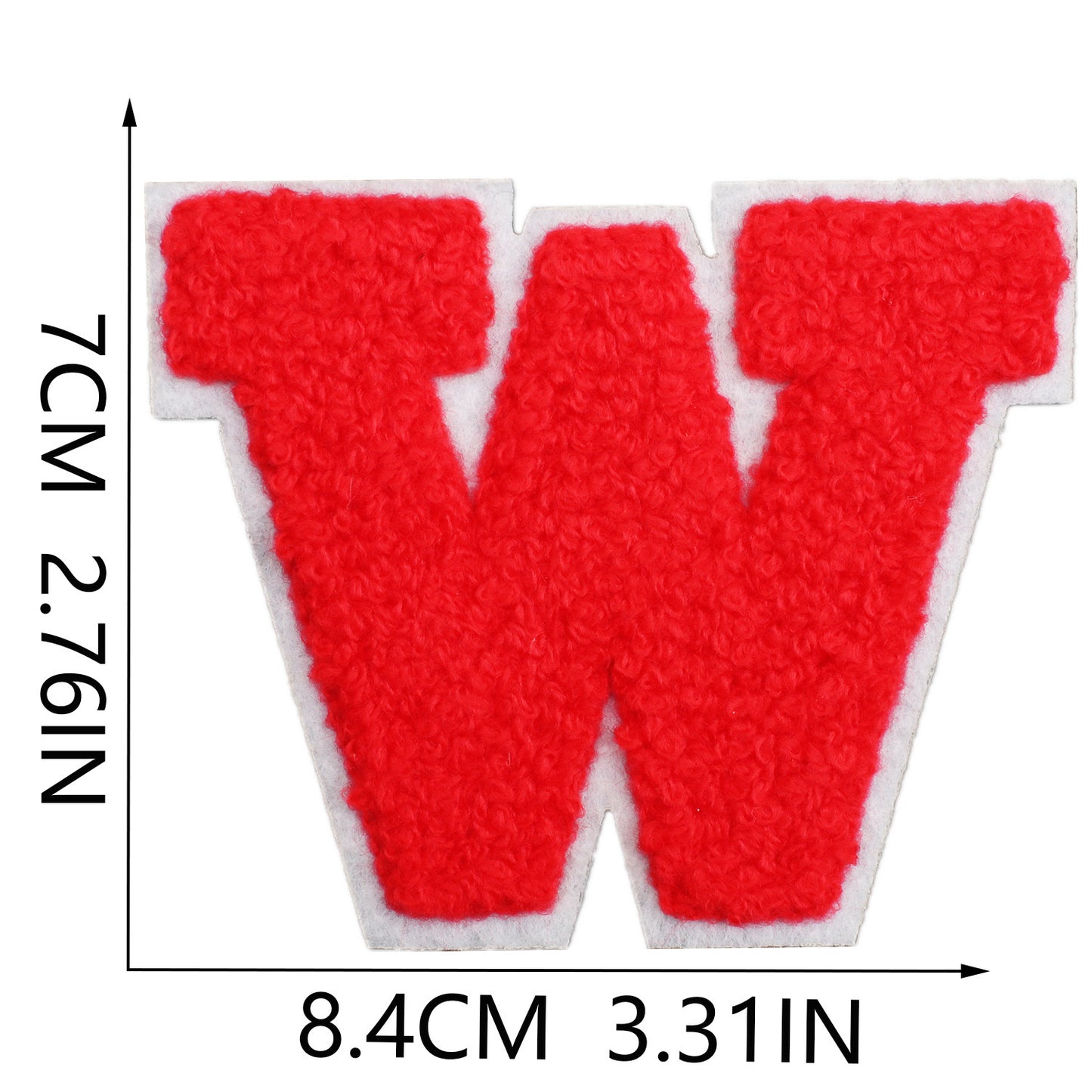 Iron-On Chenille Letter Patch – 7cm Tall, White Base with Red Letter