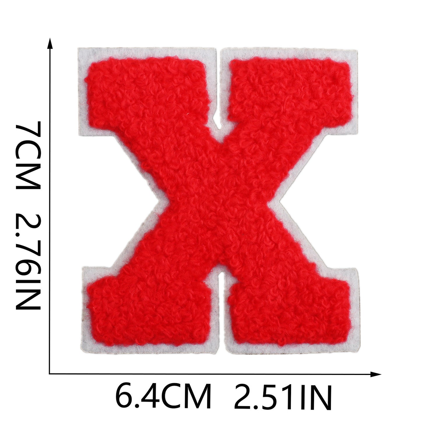 Iron-On Chenille Letter Patch – 7cm Tall, White Base with Red Letter