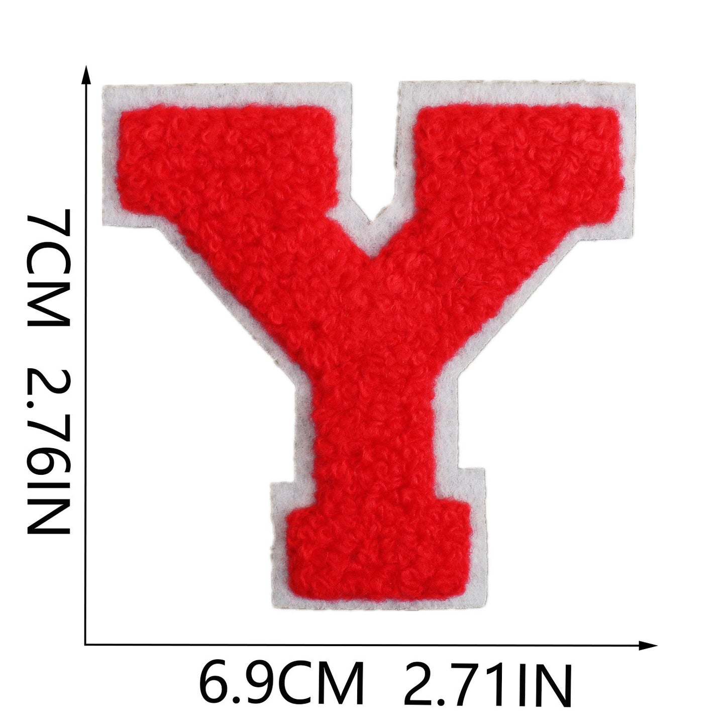 Iron-On Chenille Letter Patch – 7cm Tall, White Base with Red Letter