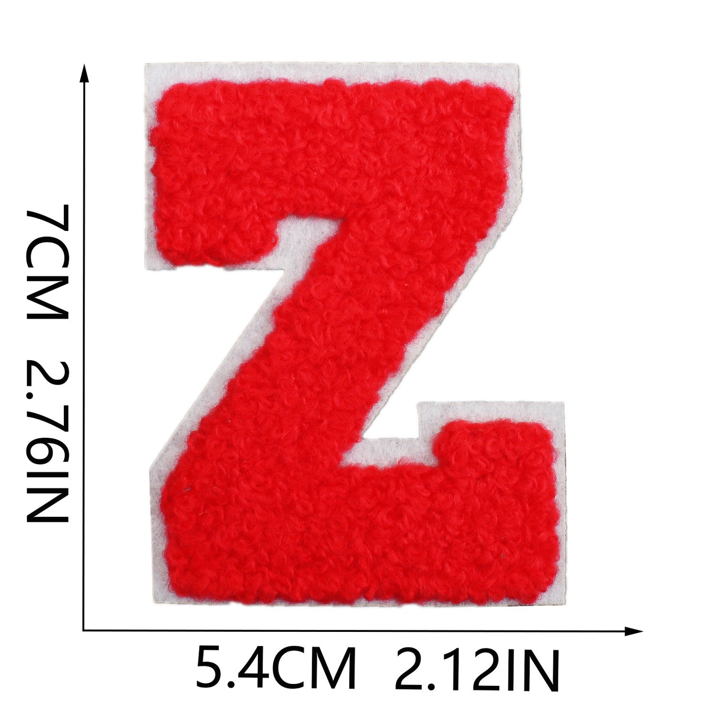 Iron-On Chenille Letter Patch – 7cm Tall, White Base with Red Letter