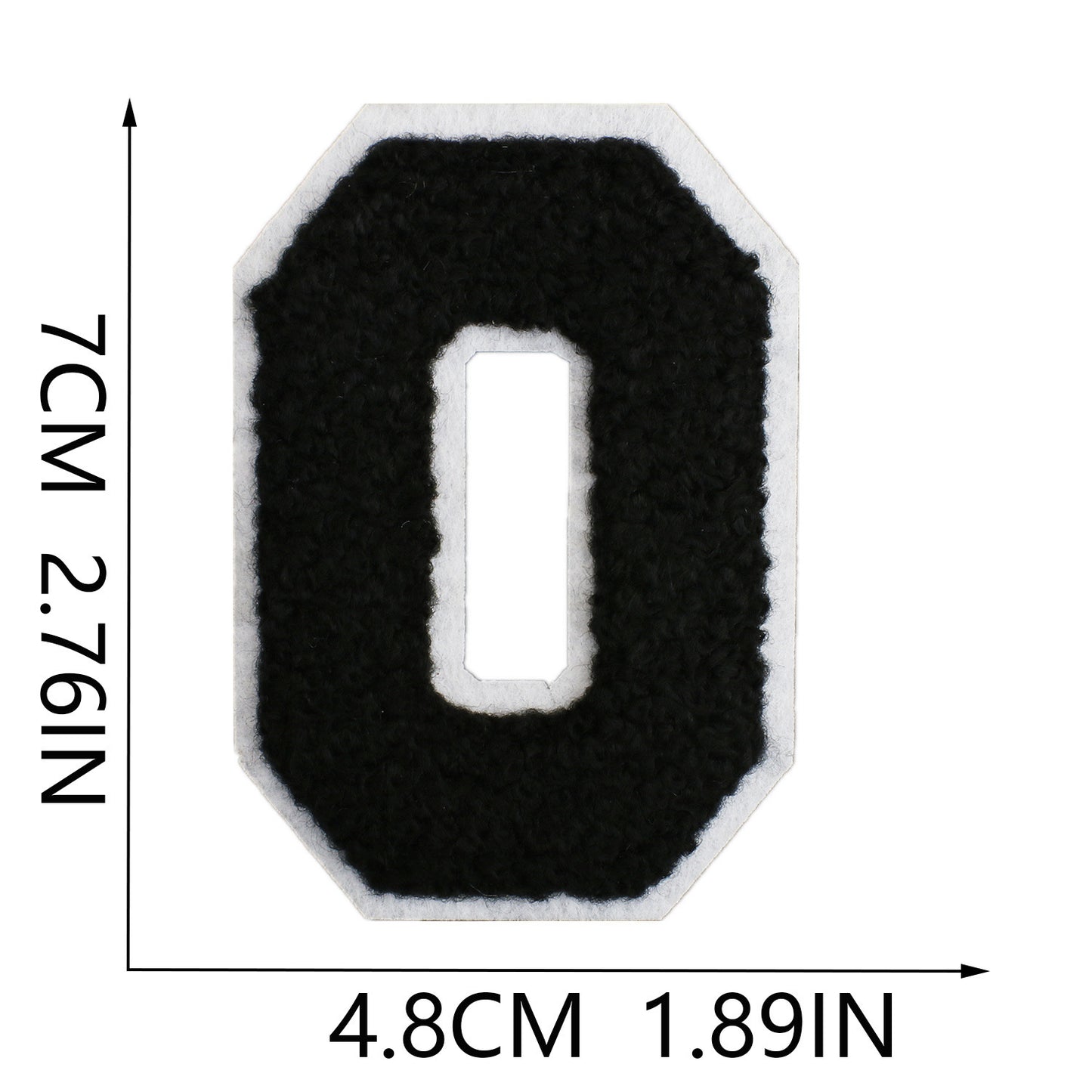 Iron-On Chenille Letter Patch – 7cm Tall, White Base with Black Letter