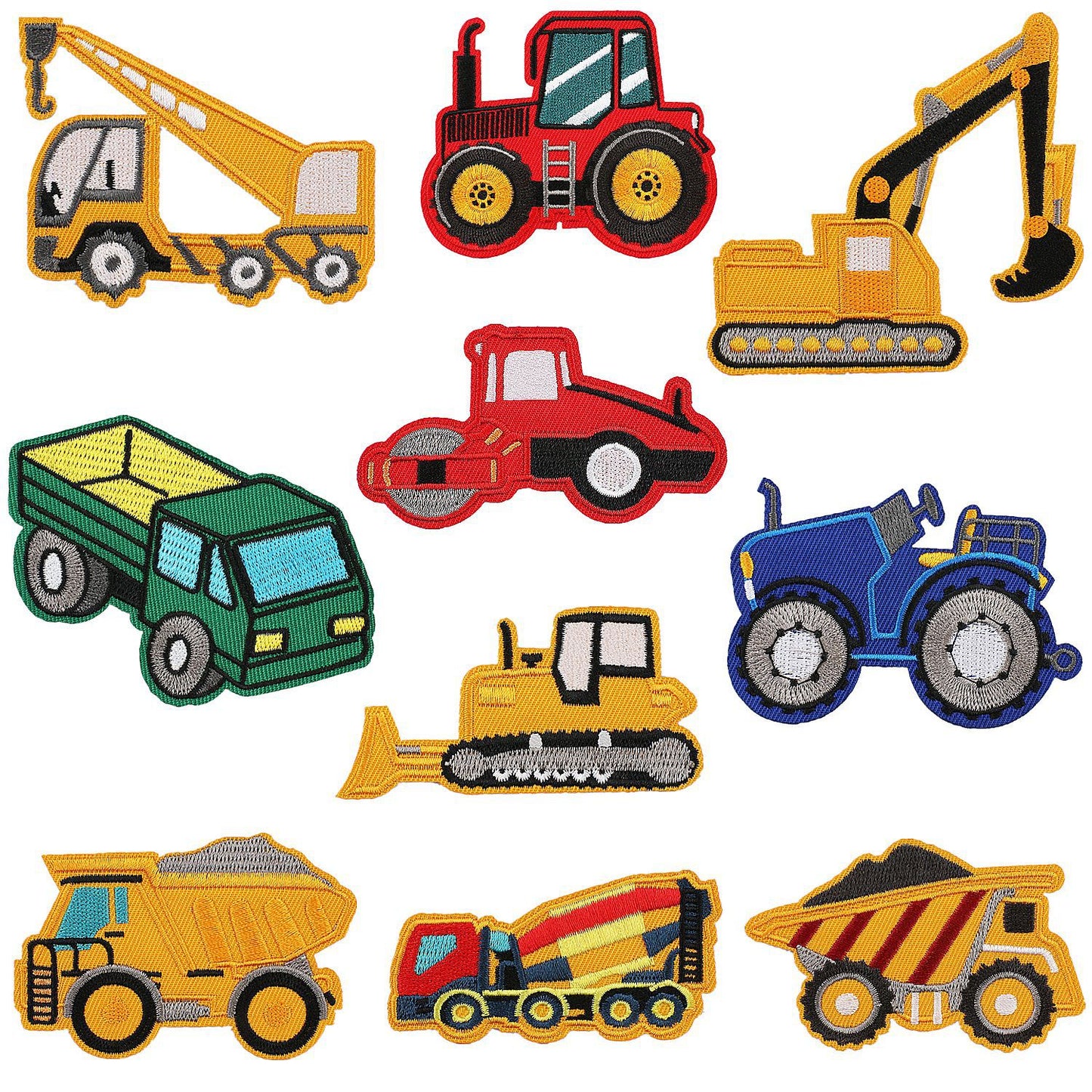 Iron-On Cute Cartoon Big Truck & Excavator Embroidery Patch for Kids’ Clothing
