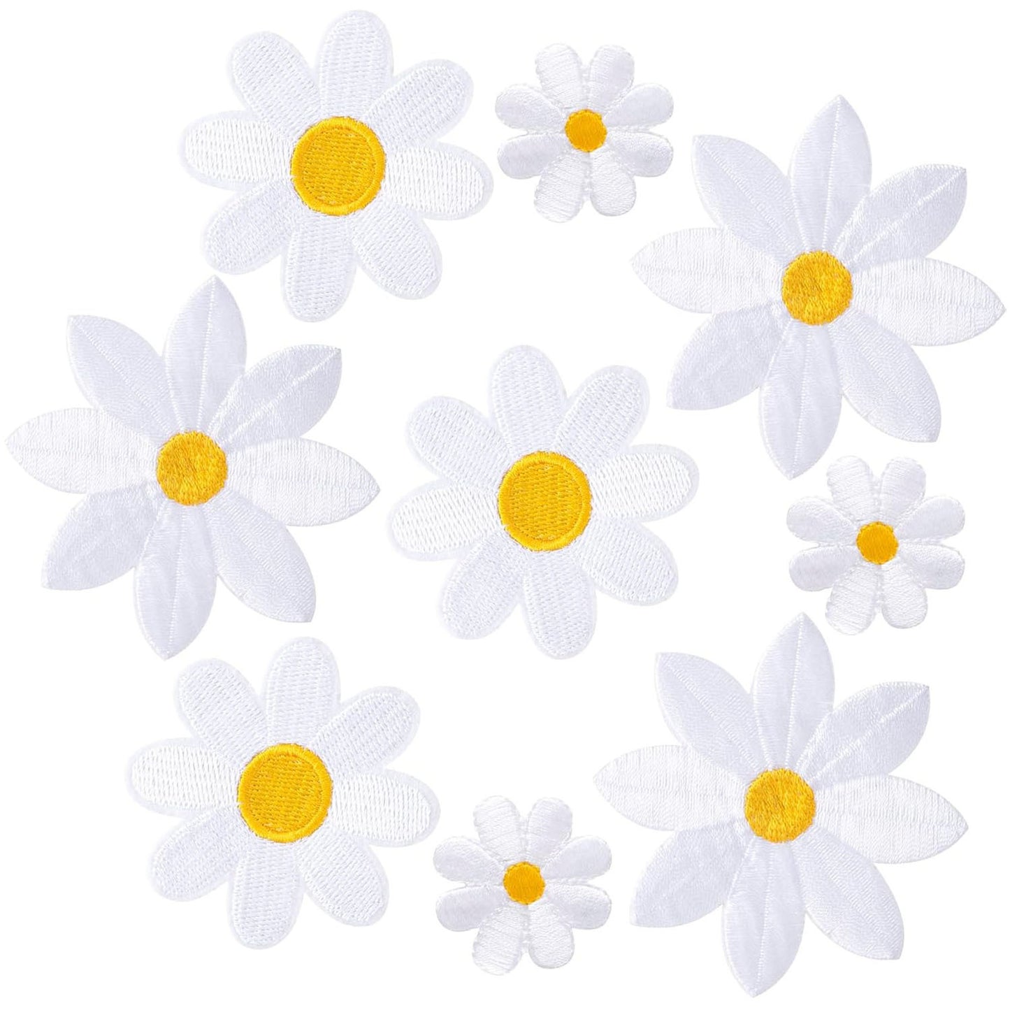Iron-On Cute White Floral Embroidery Patch– 7cm 6cm 4cm Tall
