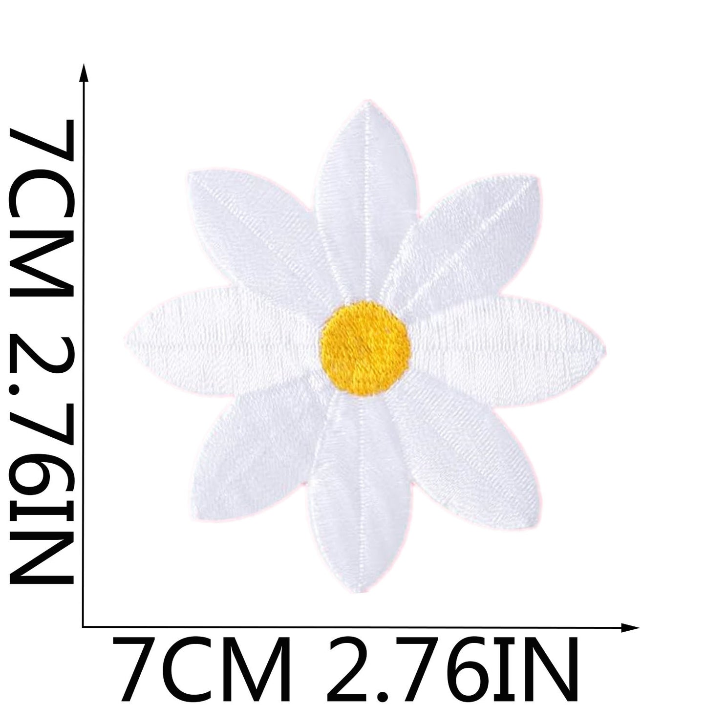Iron-On Cute White Floral Embroidery Patch– 7cm 6cm 4cm Tall