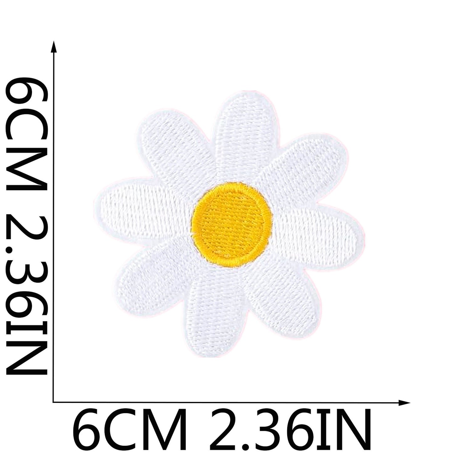 Iron-On Cute White Floral Embroidery Patch– 7cm 6cm 4cm Tall
