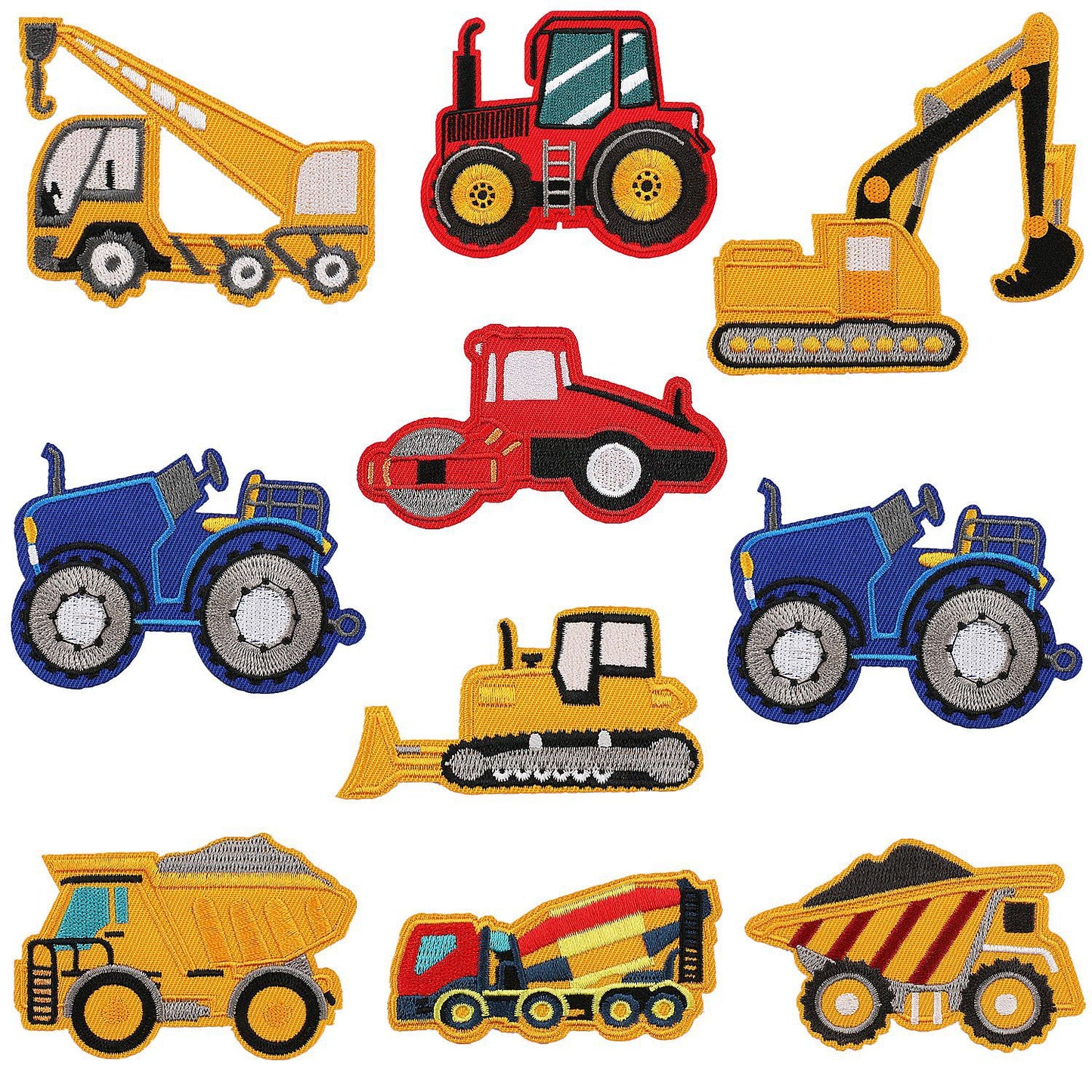 Iron-On Cute Cartoon Construction Vehicles Bulldozer & Excavator Embroidery Patch for Kids’ Clothing