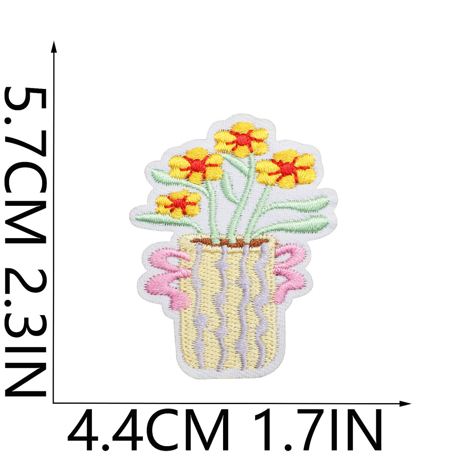 Iron-On Cute Potted Flower Embroidery Patch