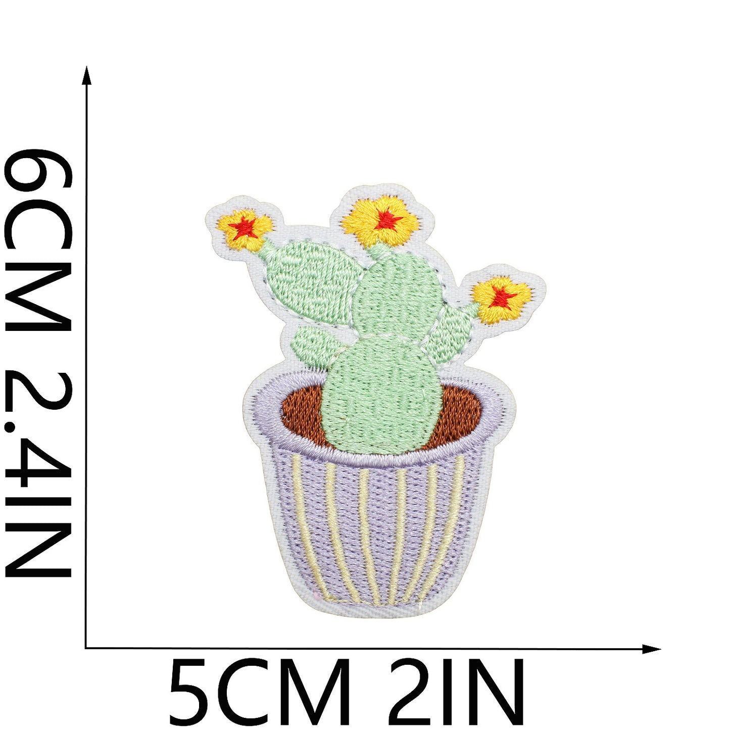 Iron-On Cute Potted Flower Embroidery Patch