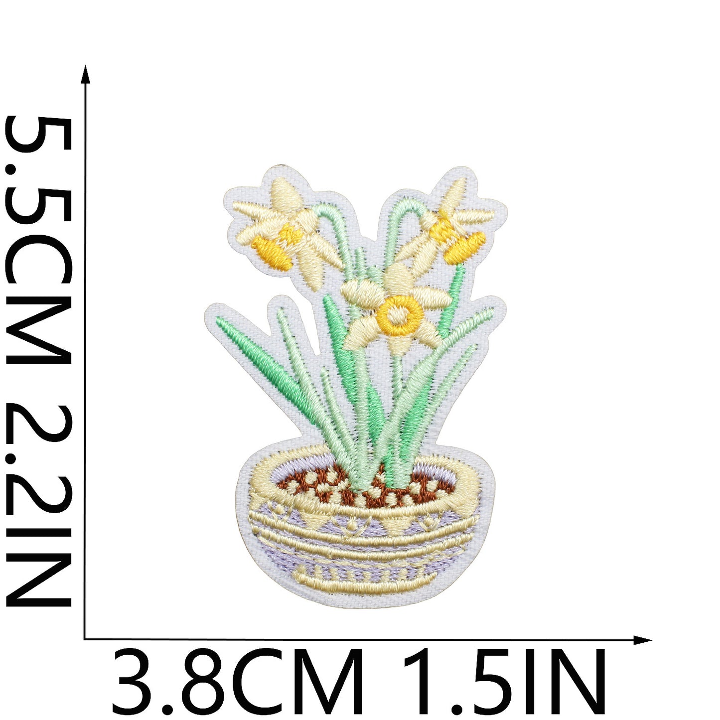 Iron-On Cute Potted Flower Embroidery Patch