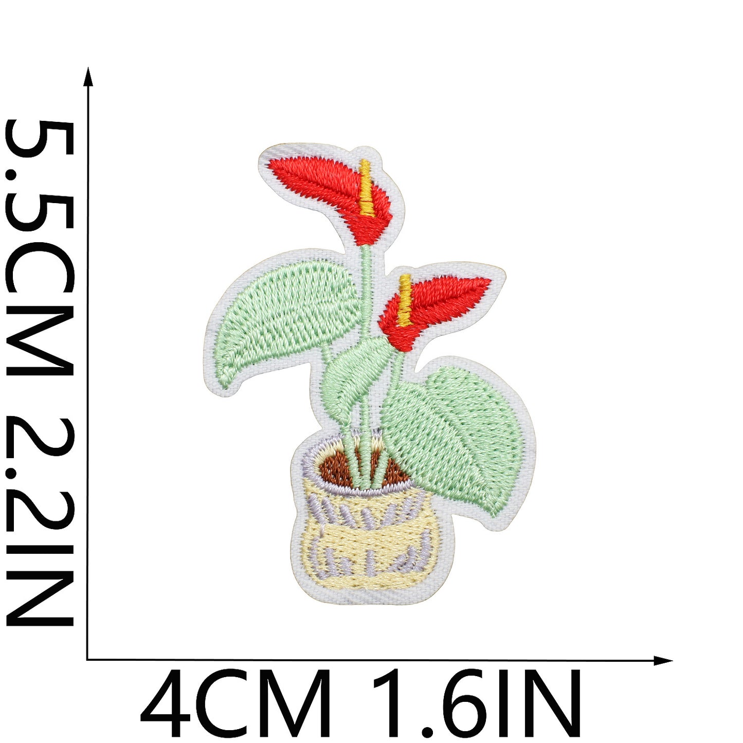 Iron-On Cute Potted Flower Embroidery Patch