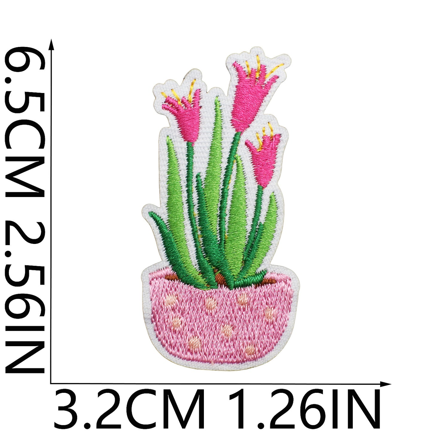 Iron-On Cute Potted Flower Embroidery Patch