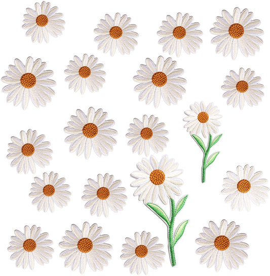 Iron-On Cute White Daisy Embroidery Patch