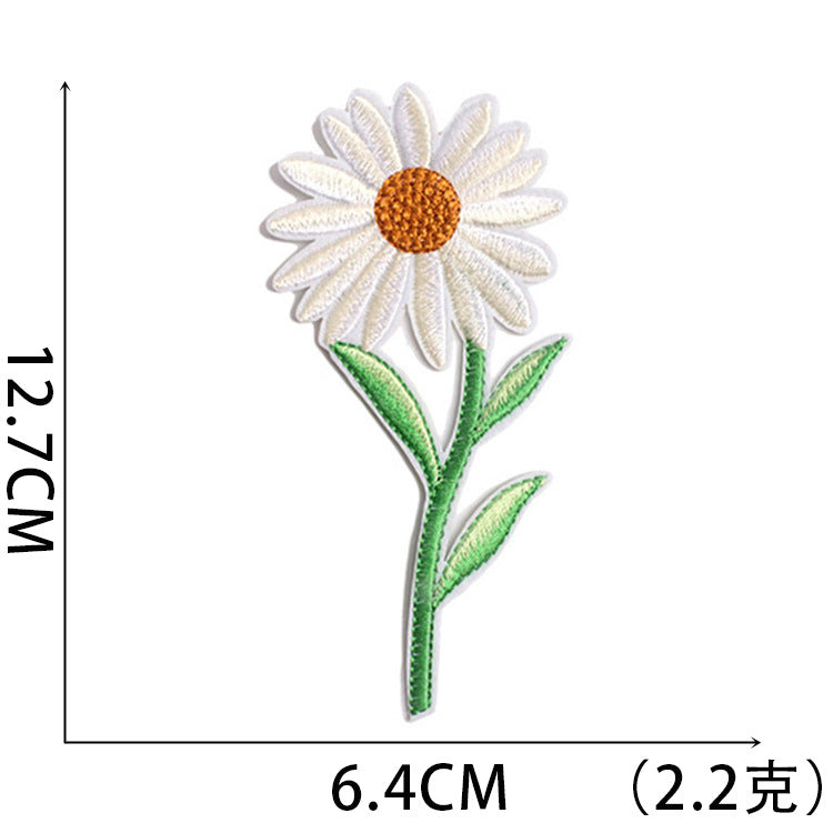 Iron-On Cute White Daisy Embroidery Patch