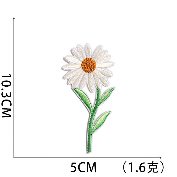Iron-On Cute White Daisy Embroidery Patch