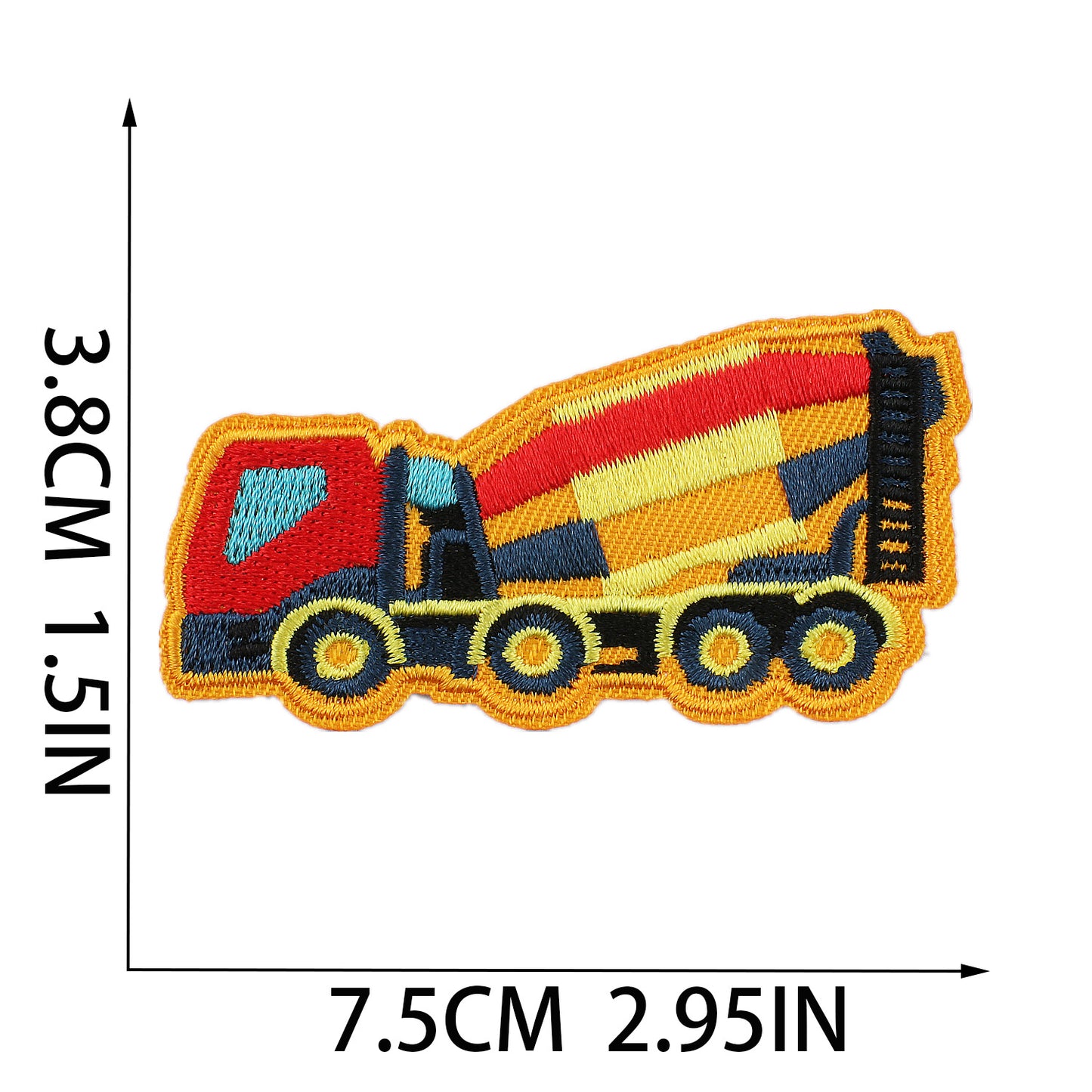 Iron-On Cute Cartoon Cars, Construction Vehicles, Bulldozers, Excavators & Double-Decker Bus Embroidery Patch for Kids’ Clothing