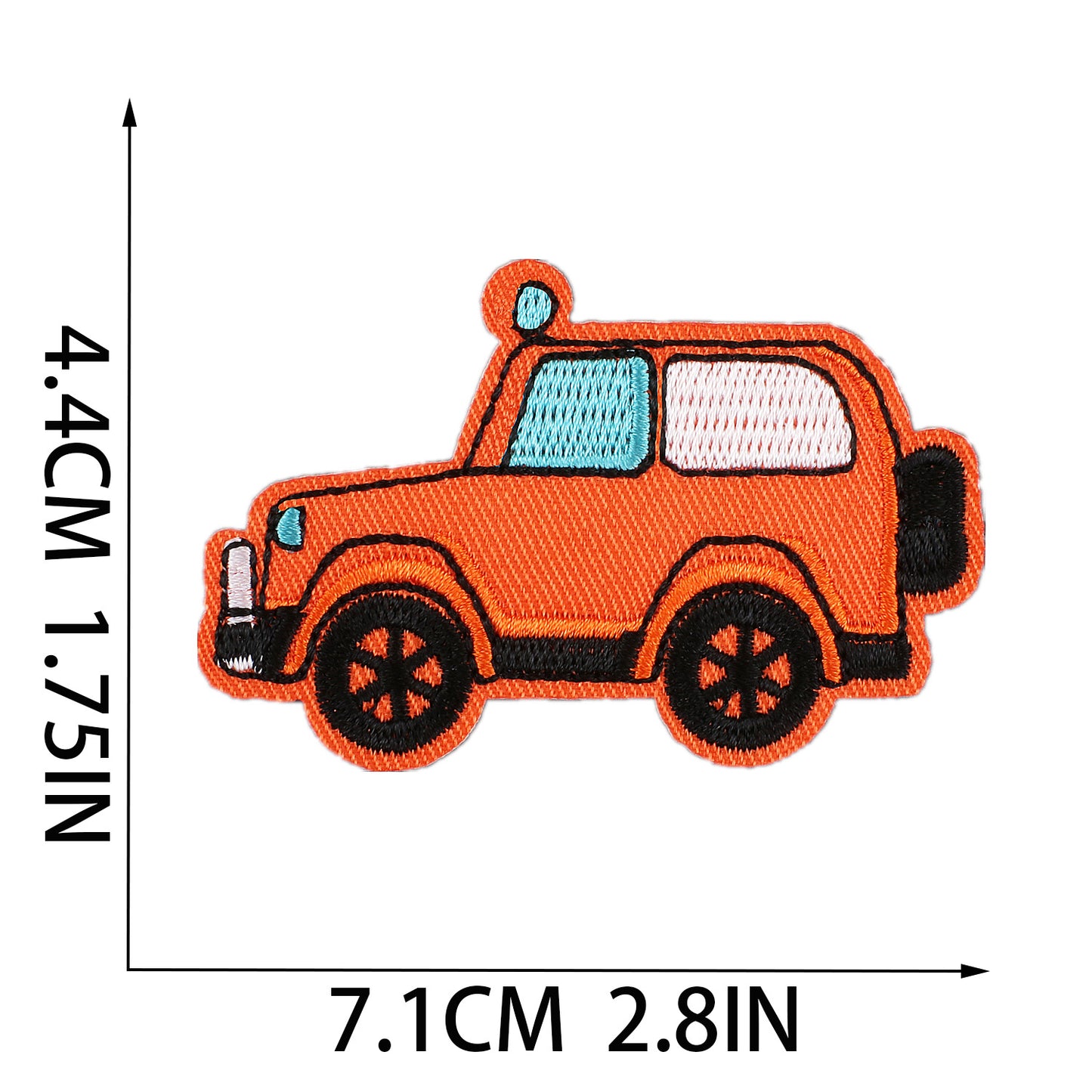 Iron-On Cute Cartoon Sanitation Truck, Ambulance, Taxi & Police Car Embroidery Patch for Kids’ Clothing