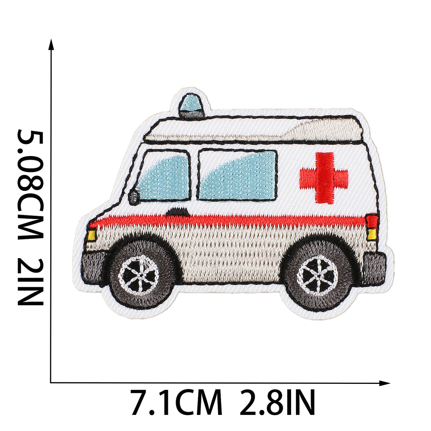 Iron-On Cute Cartoon Sanitation Truck, Ambulance, Taxi & Police Car Embroidery Patch for Kids’ Clothing